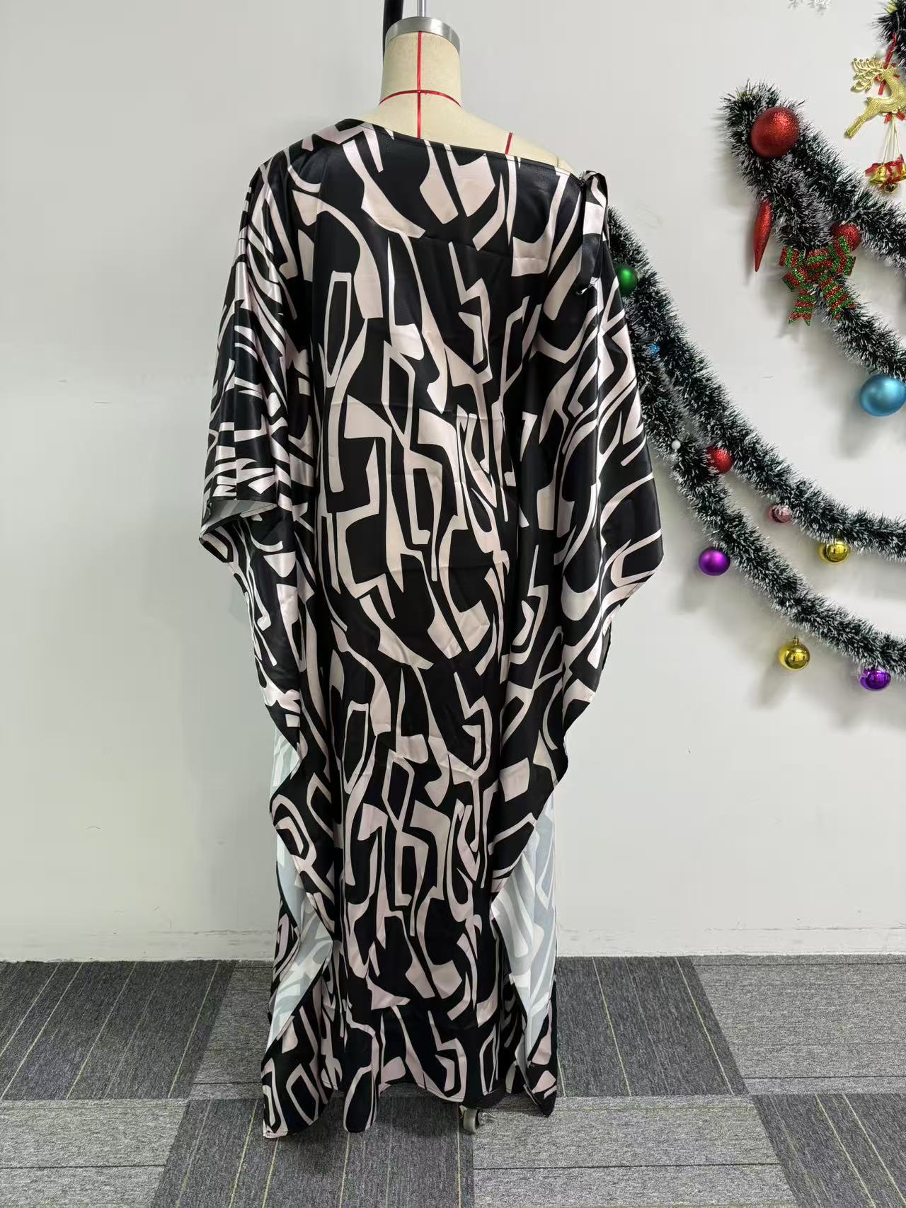 Women Print Lace-Up Slash Shoulder Dress