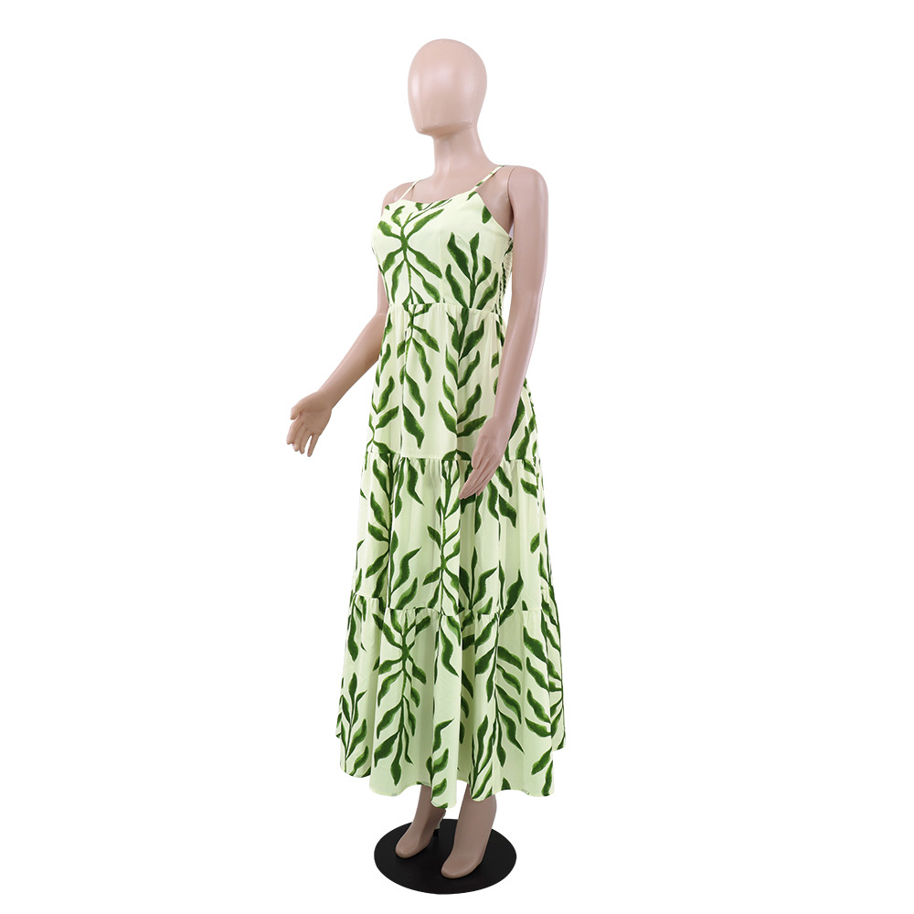 Women Print Suspender Casual Dress