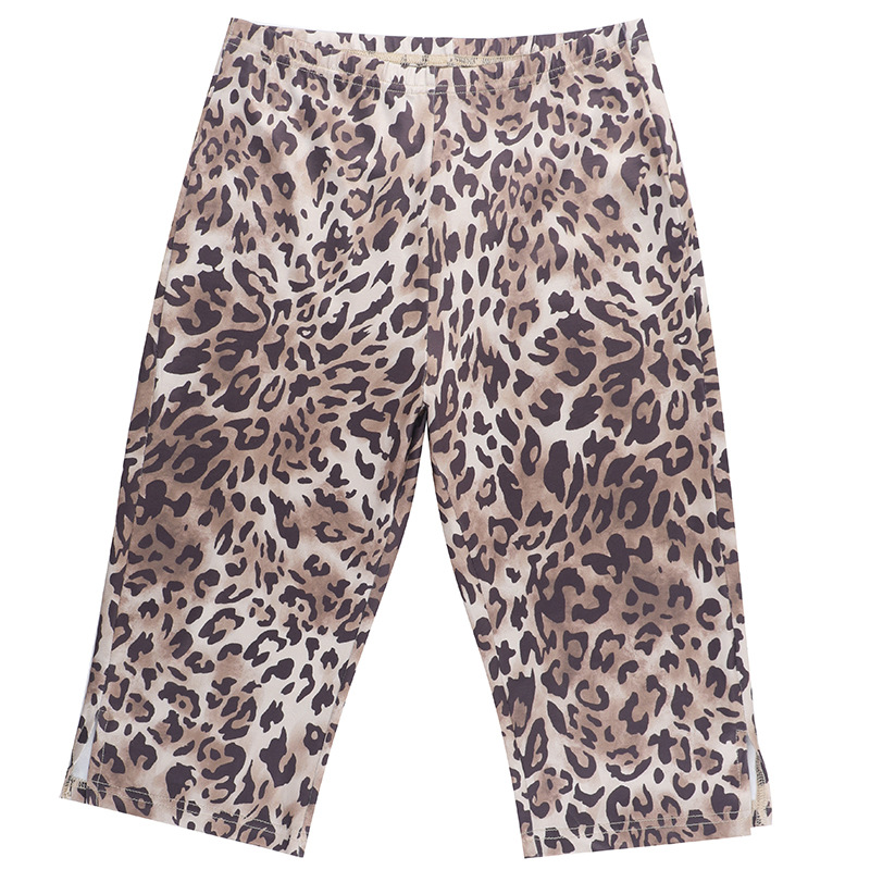 Women Summer Leopard Print Knee-Length Shorts