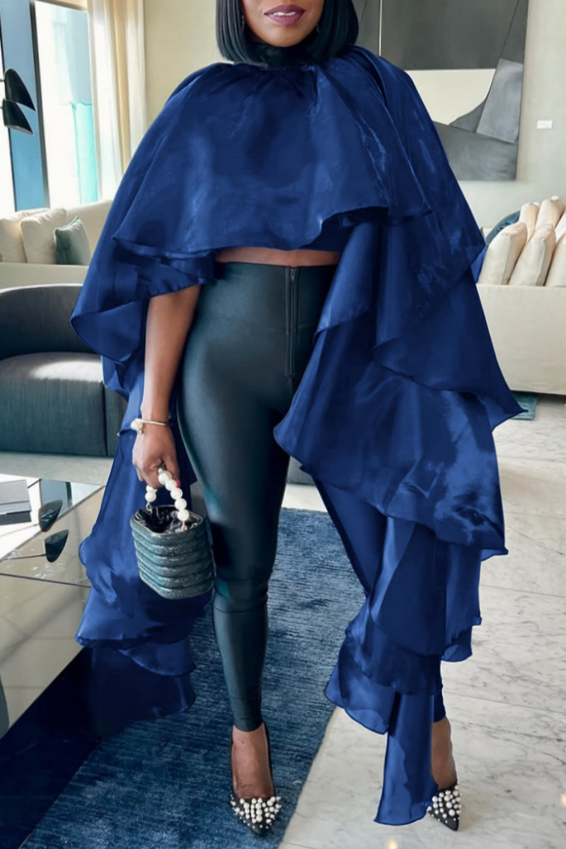 Women Sexy Casual Satin Cape Blouse