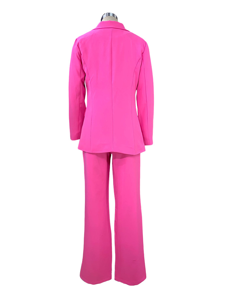 Spring Women's Fashion Chic Long Sleeve Blazer With Straight Pants Set