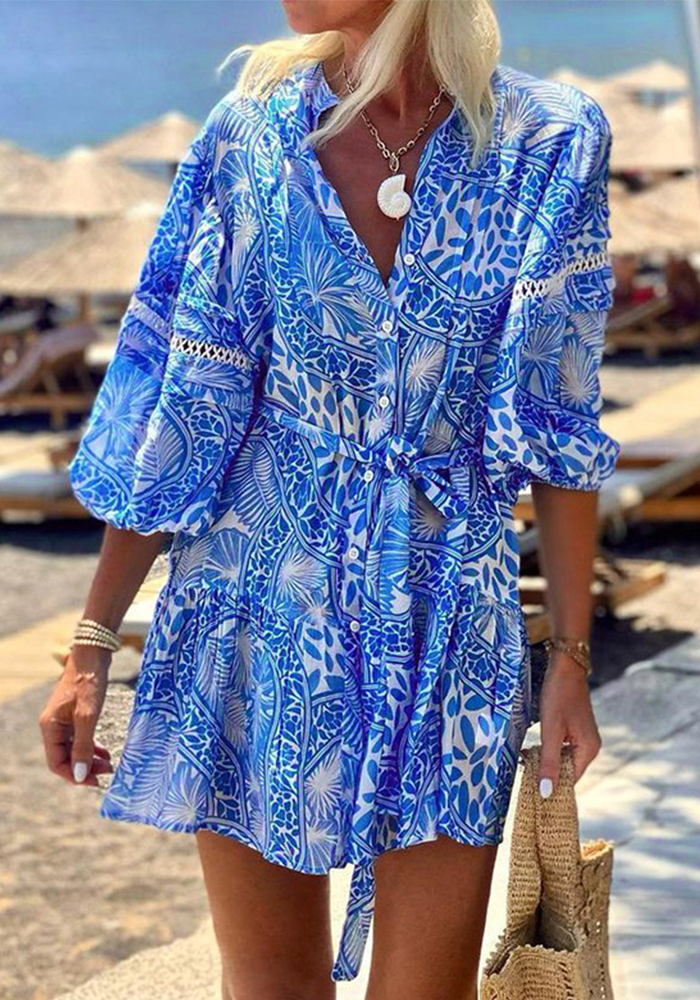 Spring Women's Fashion Print Beach Holidays Dress