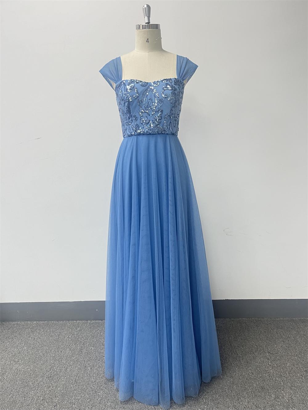 Women embroidered mesh v-neck backless evening dress