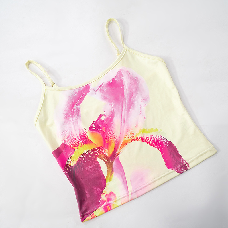 Women Summer Flower Print Suspender Top and Skirt Two Piece Set