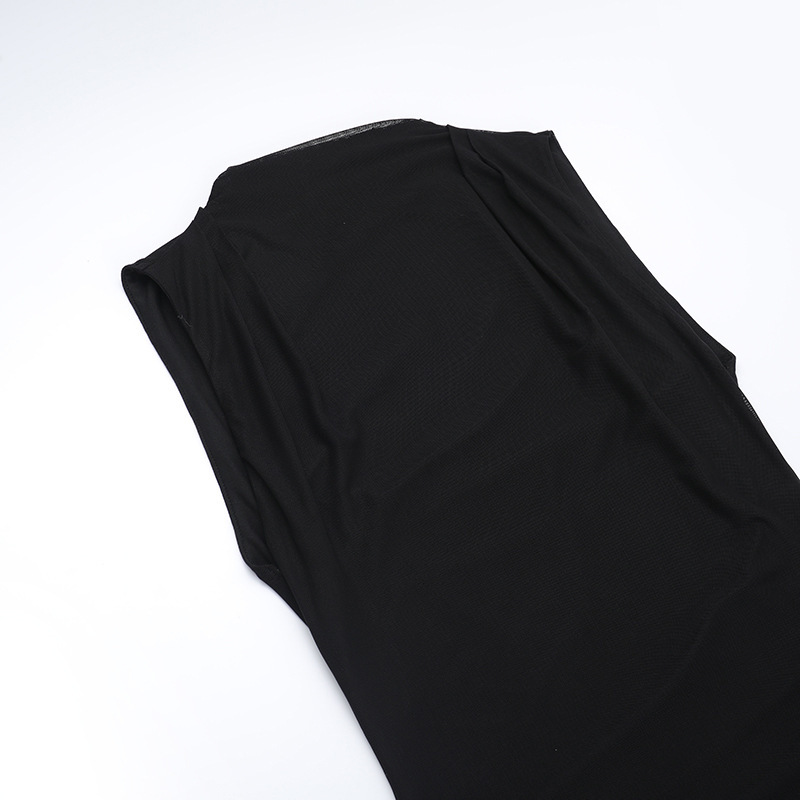 Women Summer Sexy Ribbon Half High Neck Sleeveless Dress