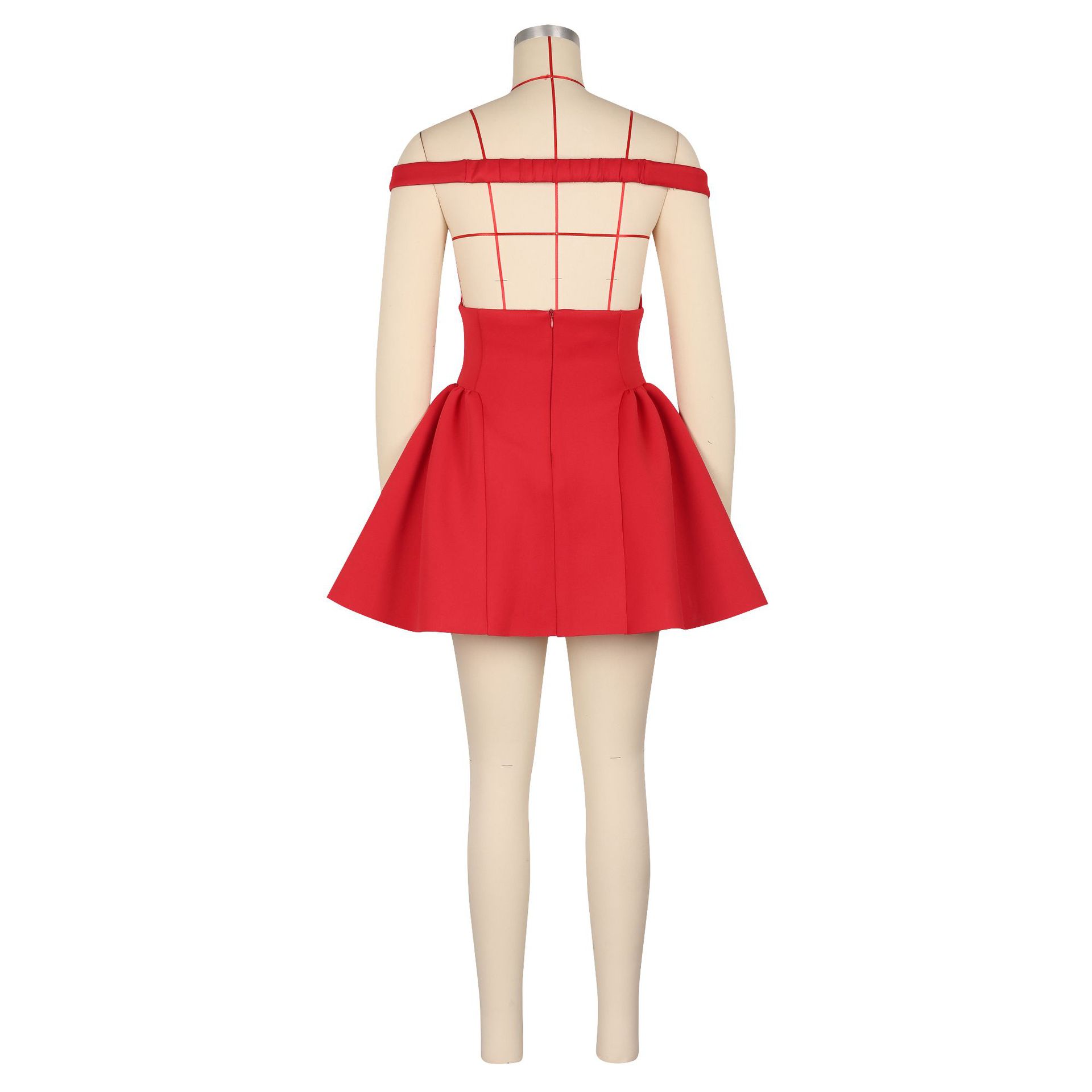 Women Sexy Puffy V-Neck Party Dress