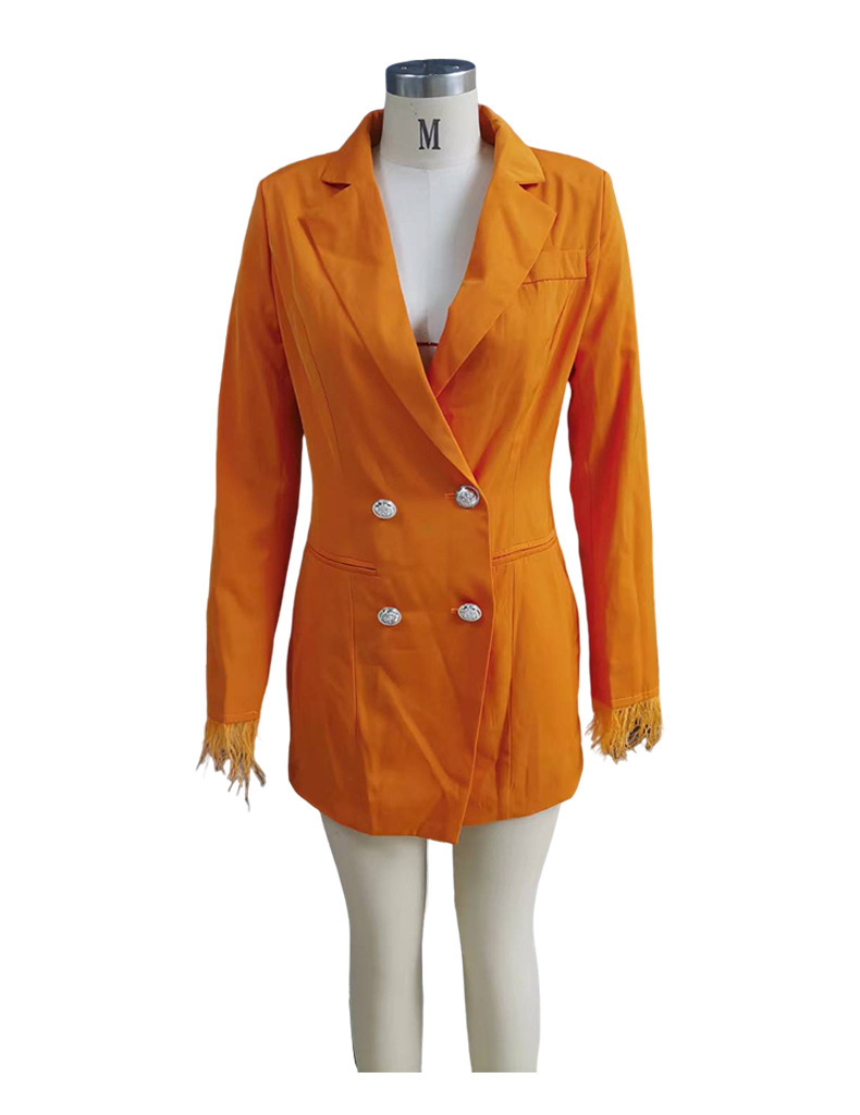 Spring Women's Fashion Feather Long Sleeve Slim Fit Blazer