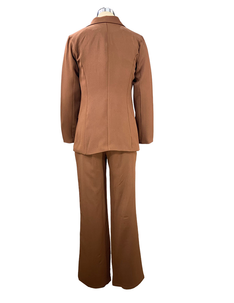 Spring Women's Fashion Chic Long Sleeve Blazer With Straight Pants Set