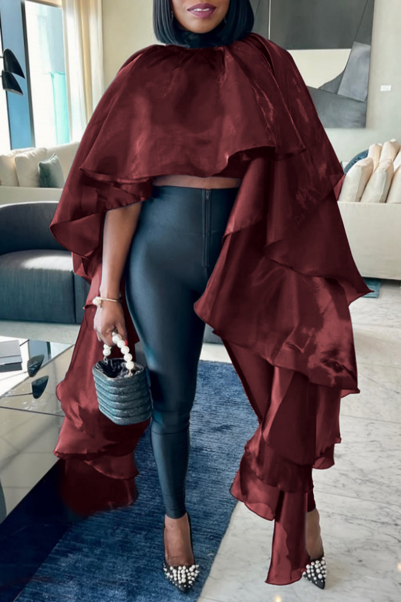 Women Sexy Casual Satin Cape Blouse