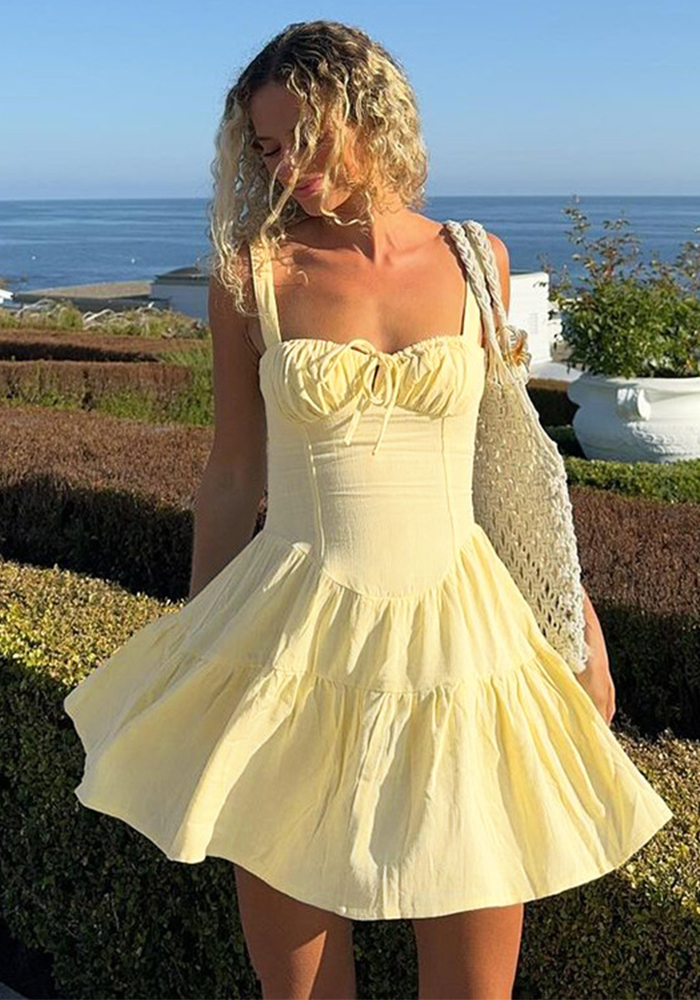 Women Sexy Summer Patchwork Lace-up Dress