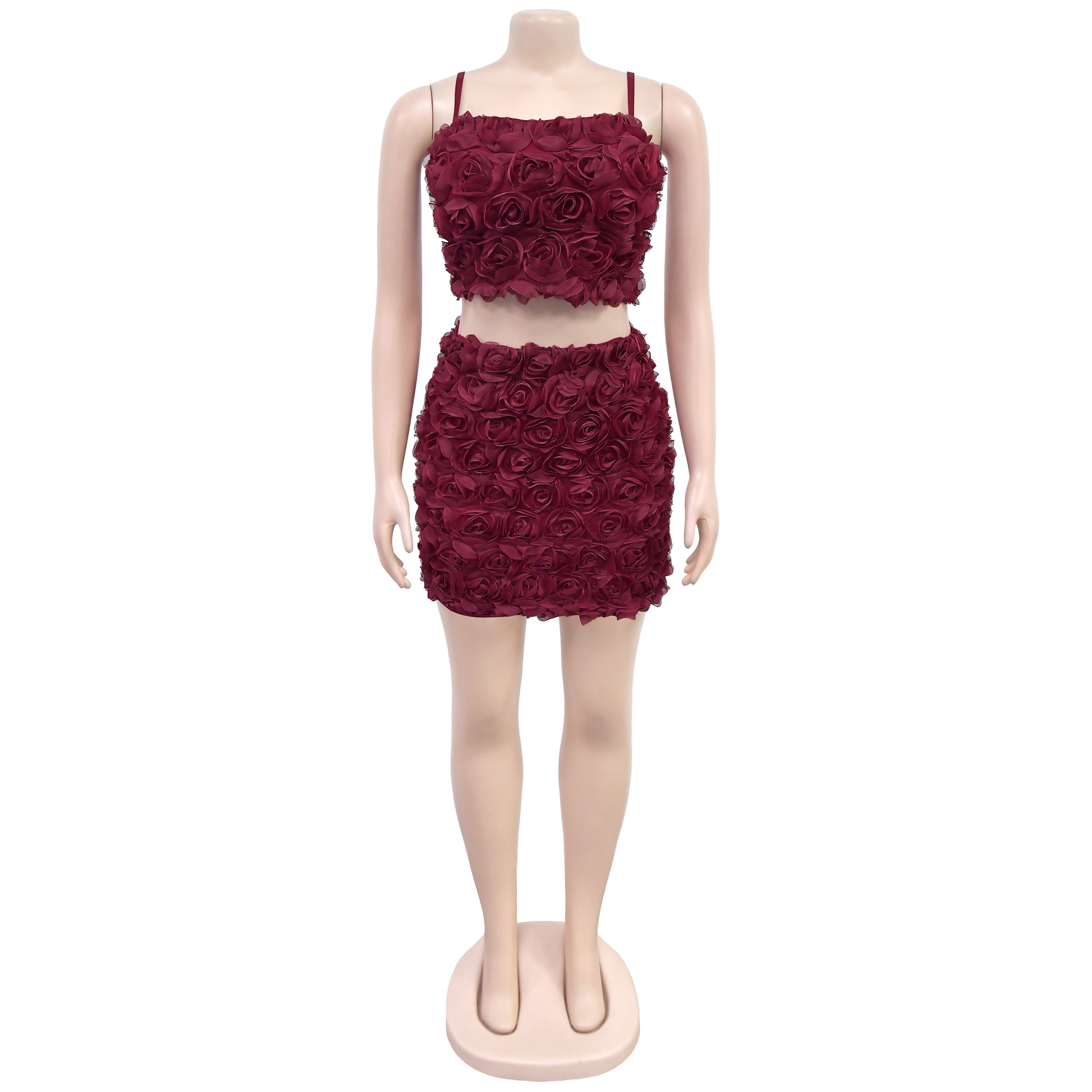 Women strapless sexy top and skirt two pieces set