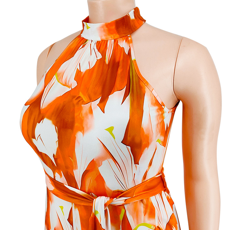 Plus Size Women Holidays Casual Print Jumpsuit