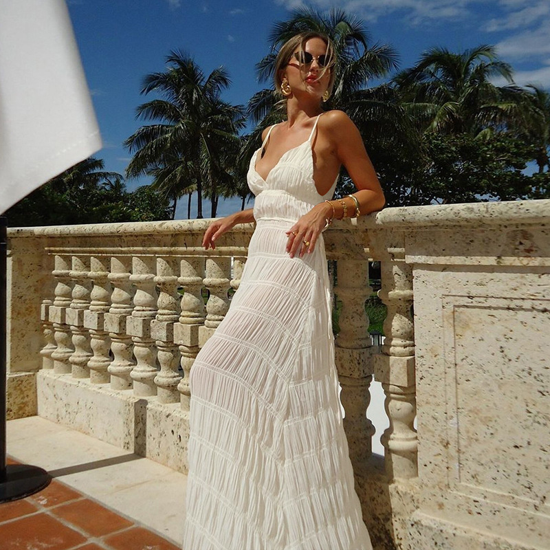 Women Spring Sexy V Neck Strap Dress