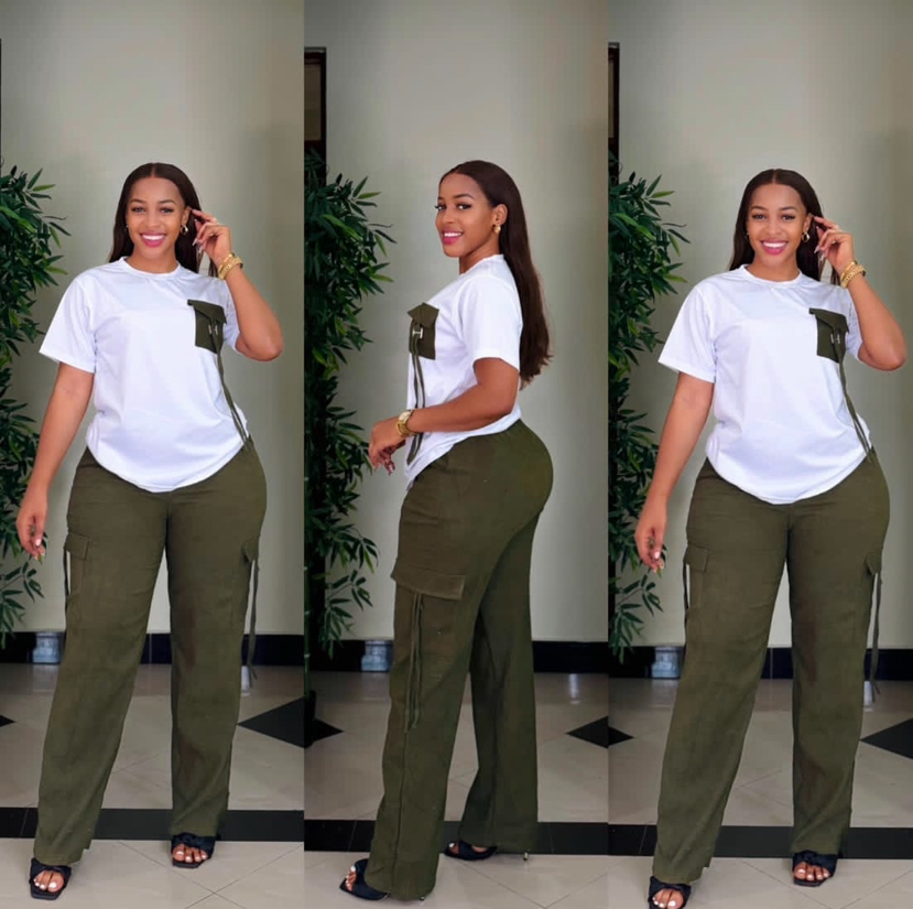 Casual Fashion T-Shirt Multi-Pocket Loose Pants Two-Piece Set