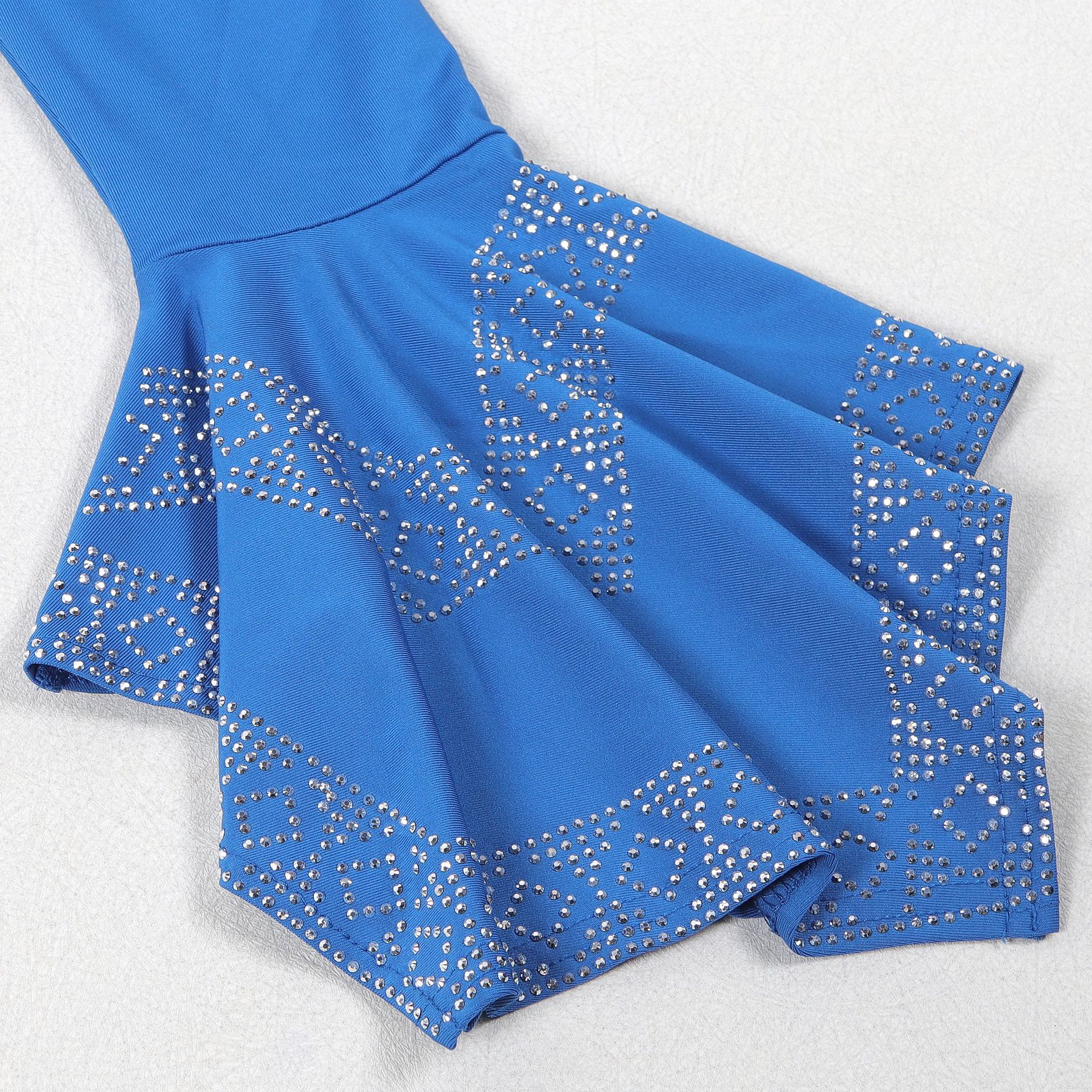 Women Sexy Beaded Stetchy Backless Slit Bodycon Dress