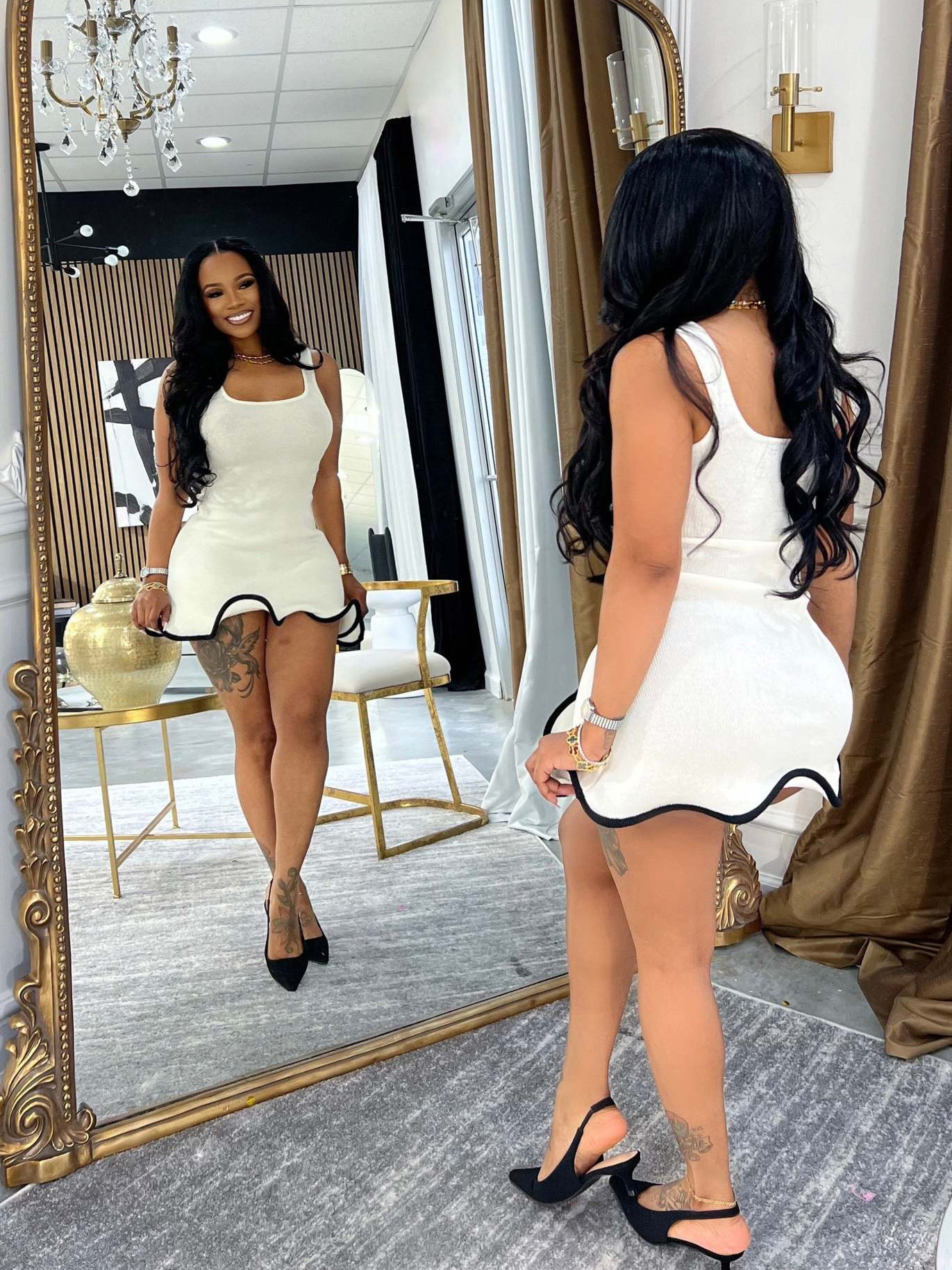 Women's Summer Wave Hem Slim Tank Dress