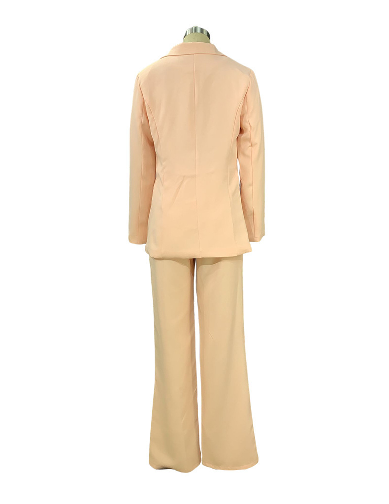 Spring Women's Fashion Chic Long Sleeve Blazer With Straight Pants Set
