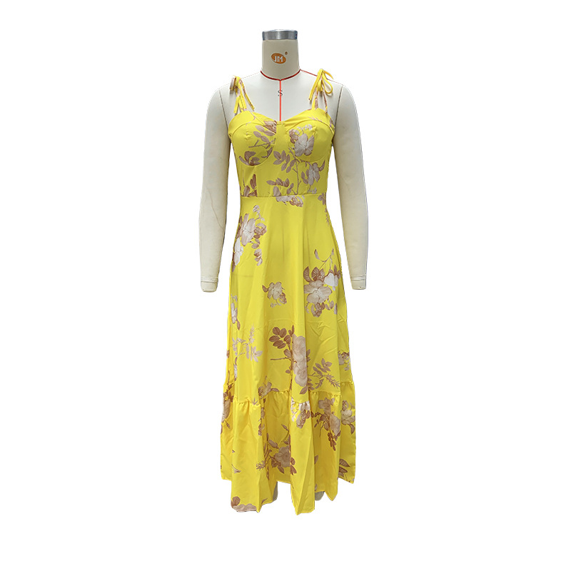 Women's Summer Print Strap Maxi Dress