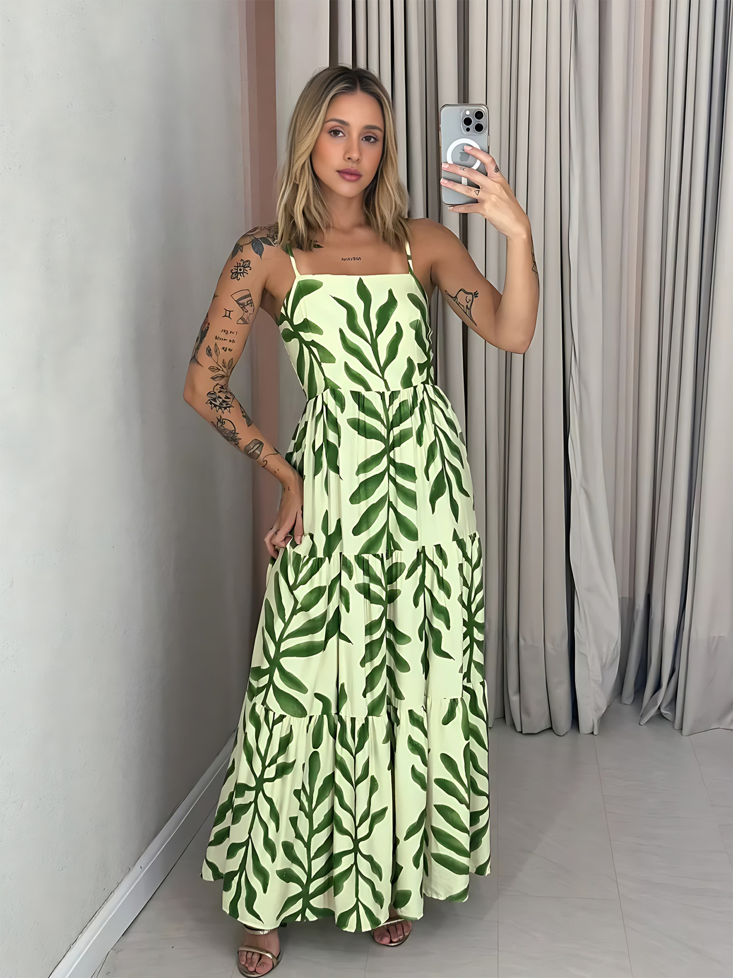 Women Print Suspender Casual Dress