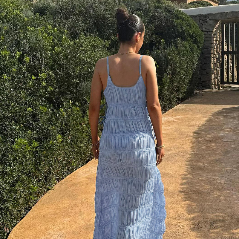 Women Spring Sexy V Neck Strap Dress