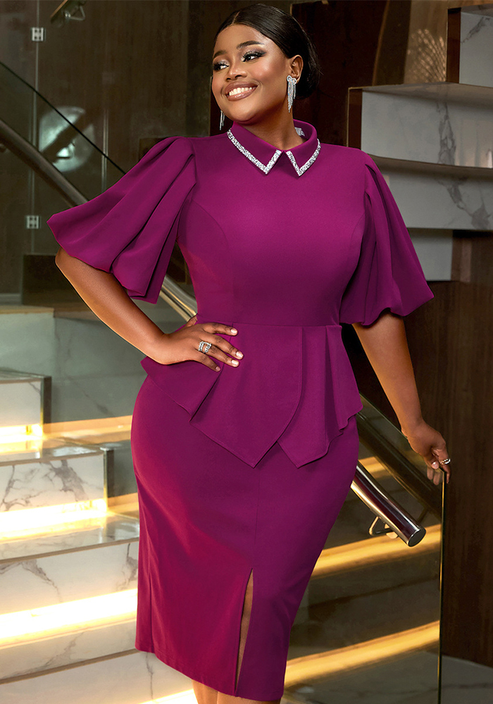 Plus Size African Women Party Elegant Fake Two-Piece Ruffle Bodycon Dress