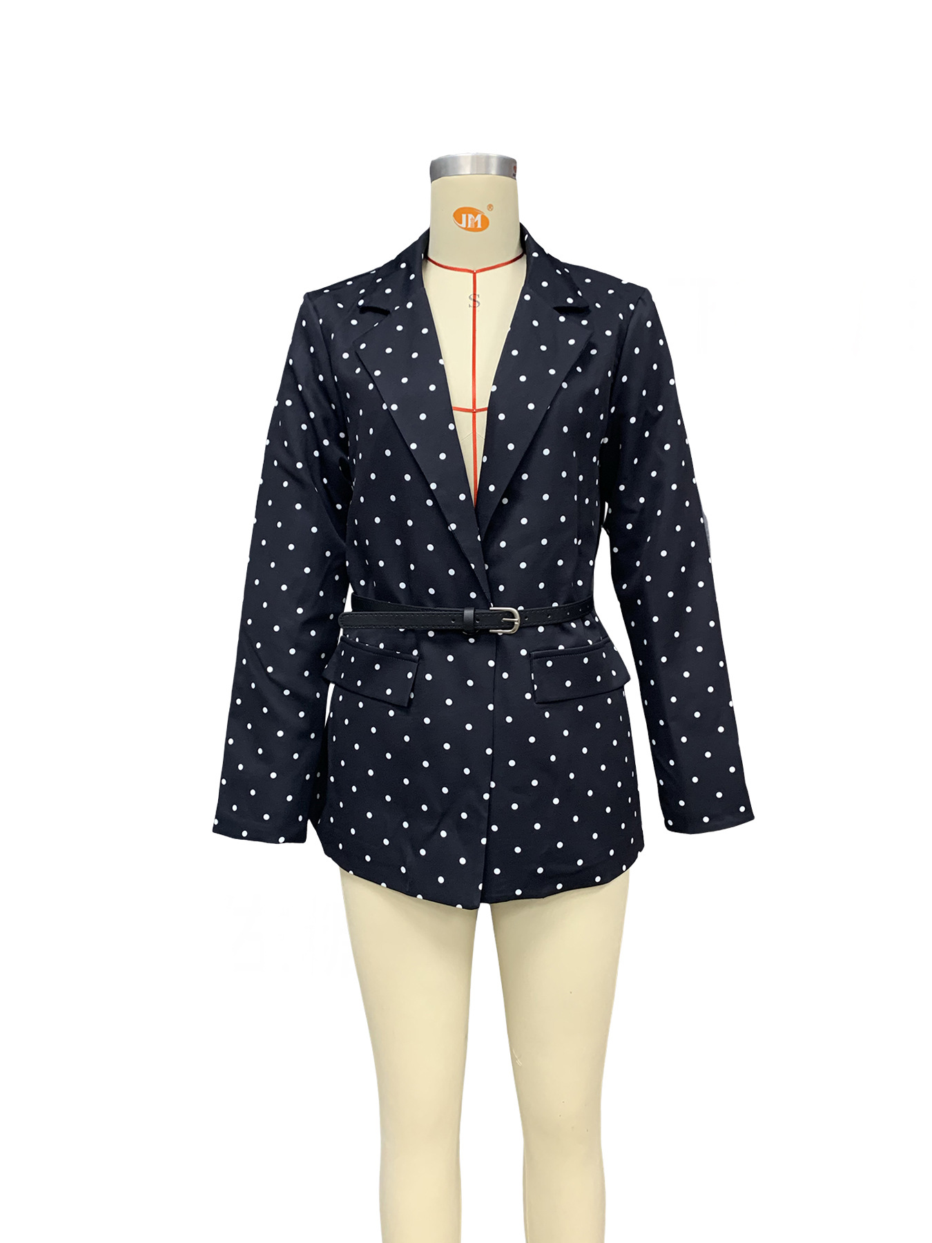 Spring Women's Fashion Chic Polka Dot Turndown Collar Long Sleeve Blazer