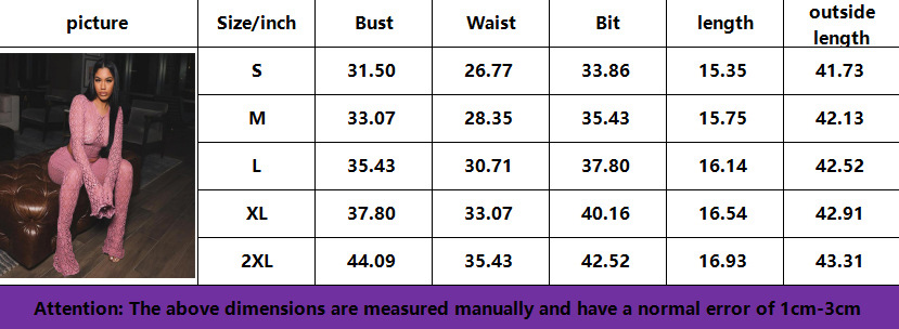 Women Sexy Lace Ripped See-Through Long Sleeve Crop Top and Pants Two Piece Set