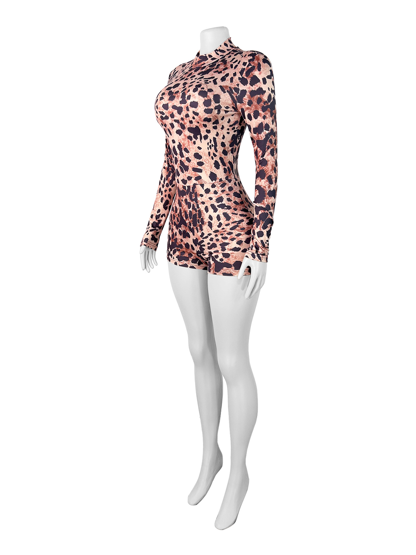 Women Leopard Zipper Print Jumpsuit