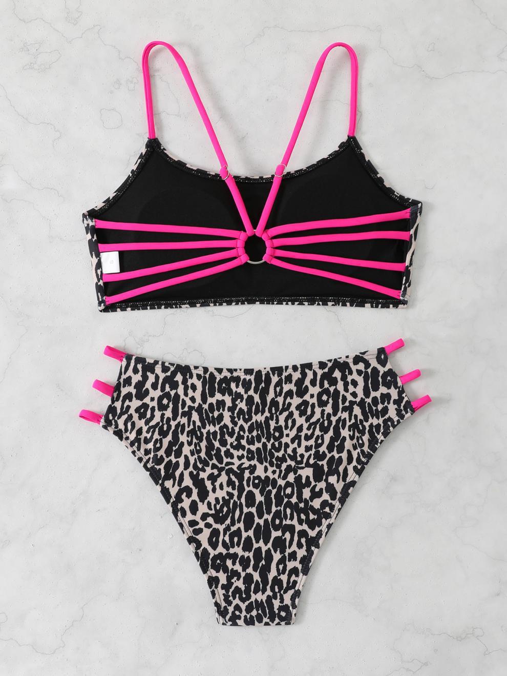 Sexy Leopard Print Two-Piece Bikini Swimsuit for Women