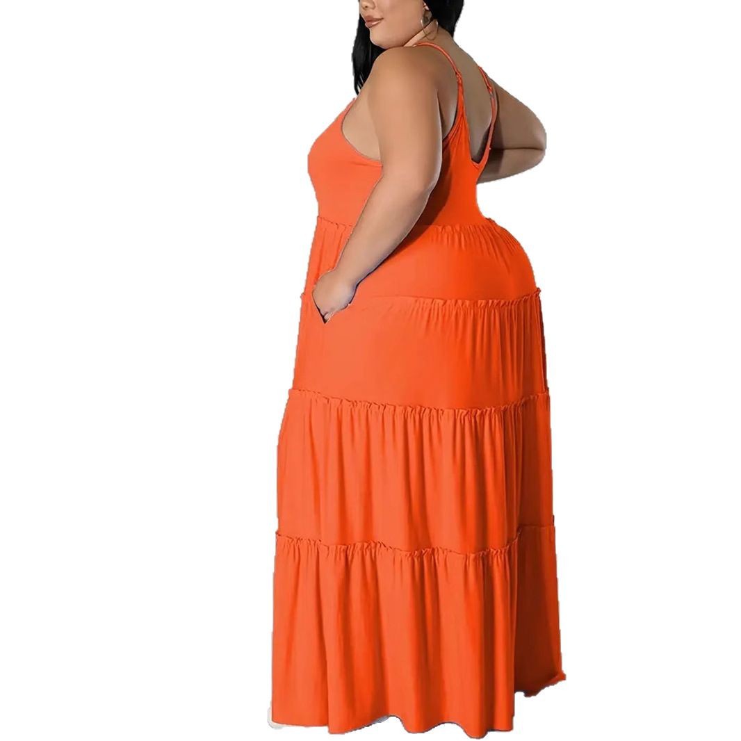 Plus Size Women Casual Summer Suspender Dress