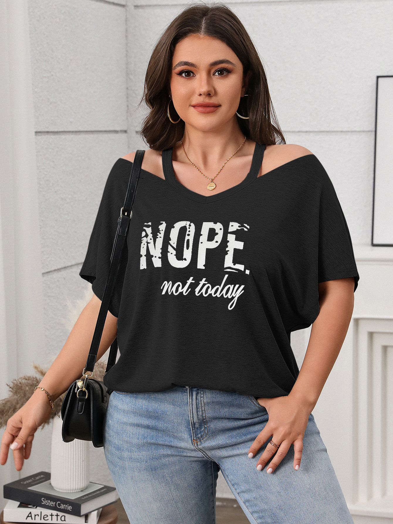 Spring Casual Plus Size Women's Short-Sleeve Off-Shoulder Top