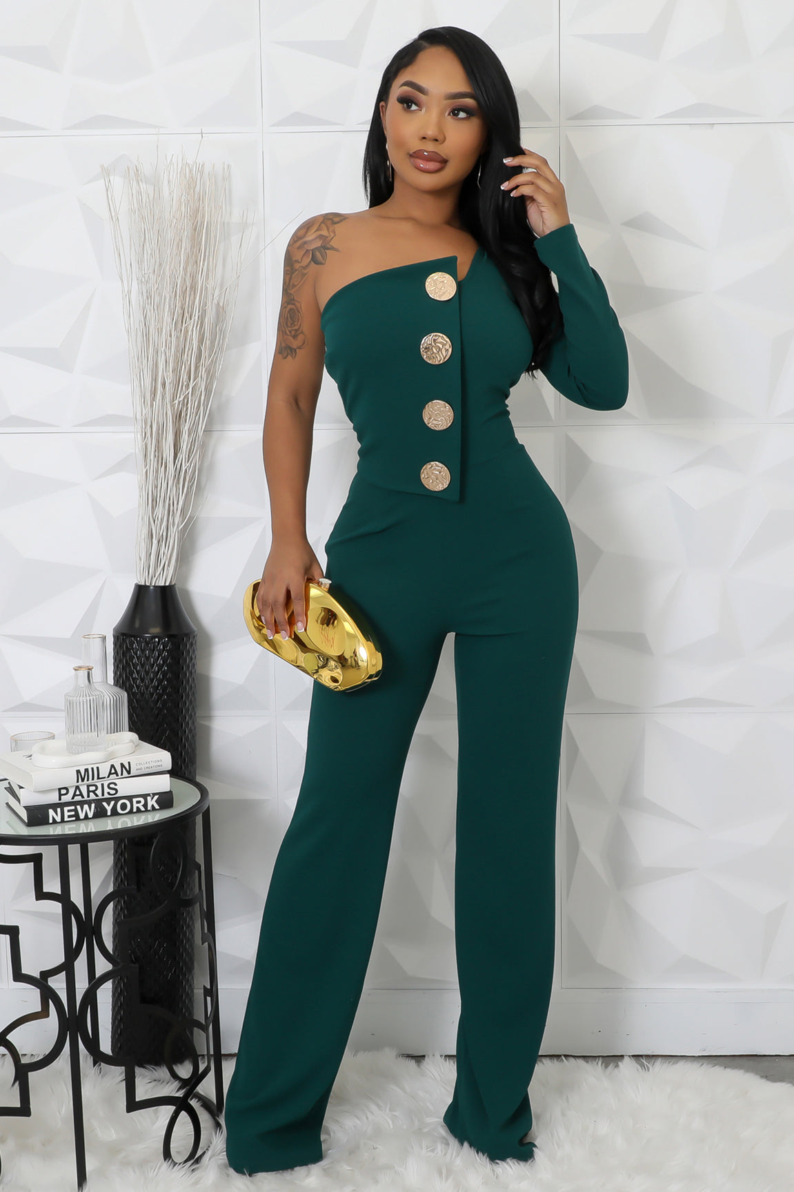 Women Sexy One Shoulder Long Sleeve Jumpsuits