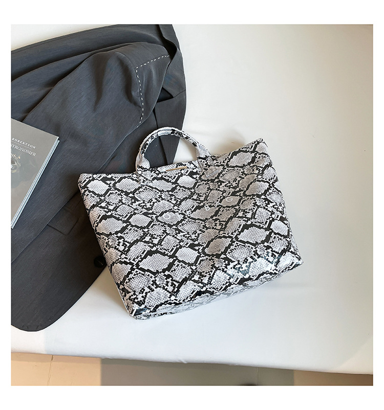 Women Trendy Tote Spring Handbag Snakeskin Shoulder Bag