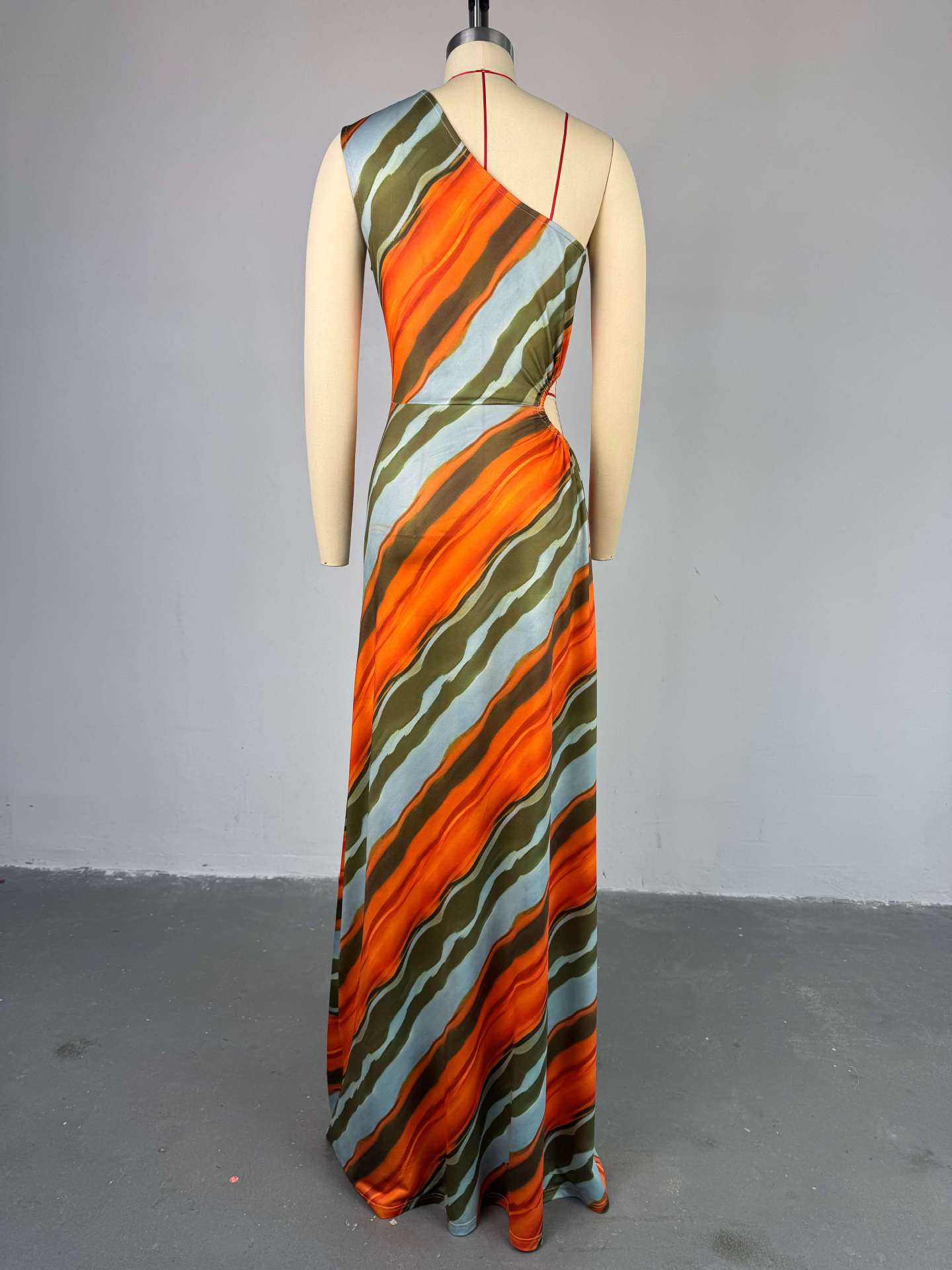 Women Spring Striped Slash Shoulder Dress