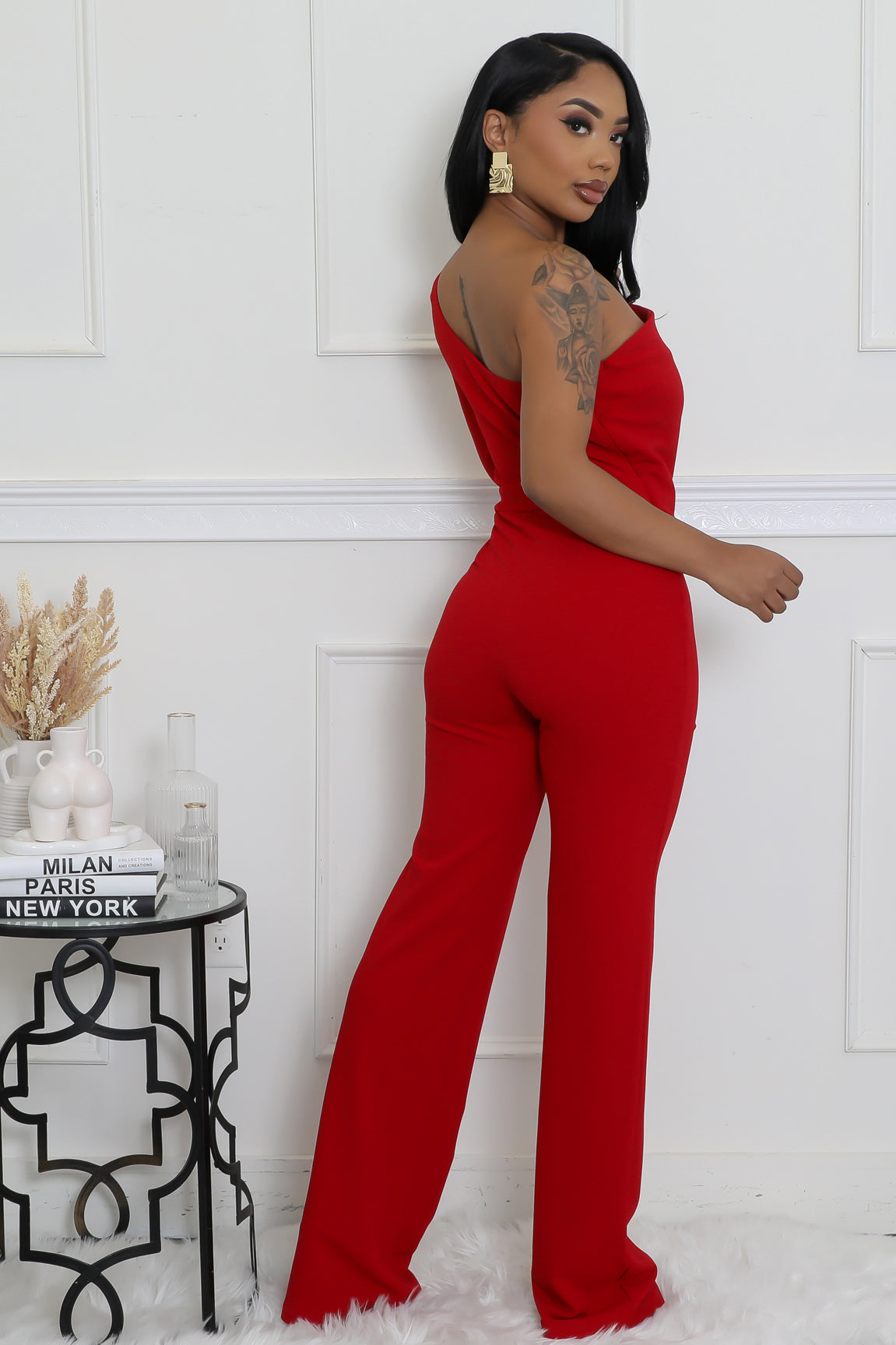 Women Sexy One Shoulder Long Sleeve Jumpsuits