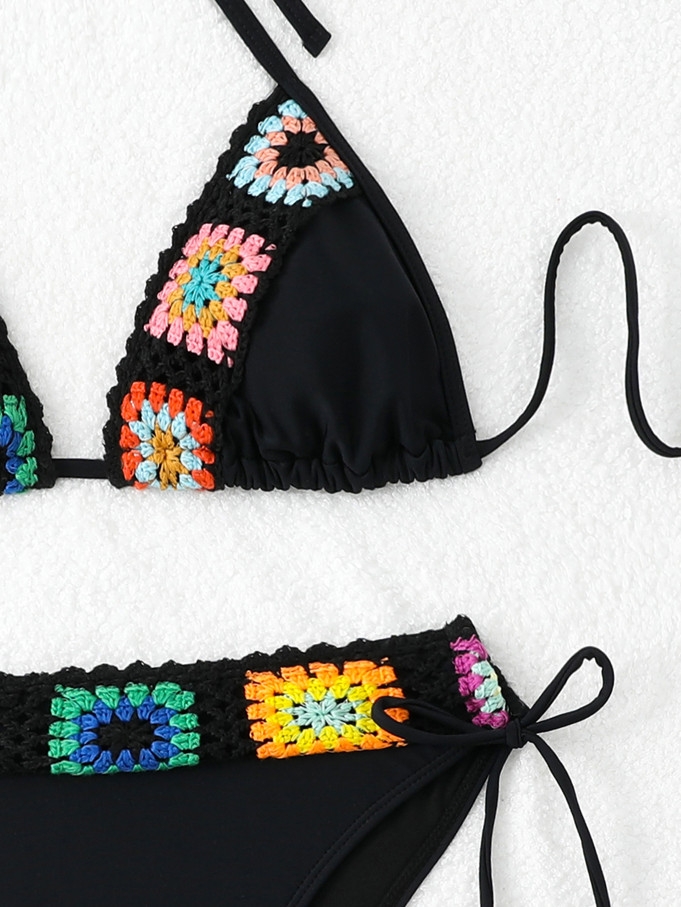 Bikini Set Embroidered Halter Tie-Back Swimsuit for Women