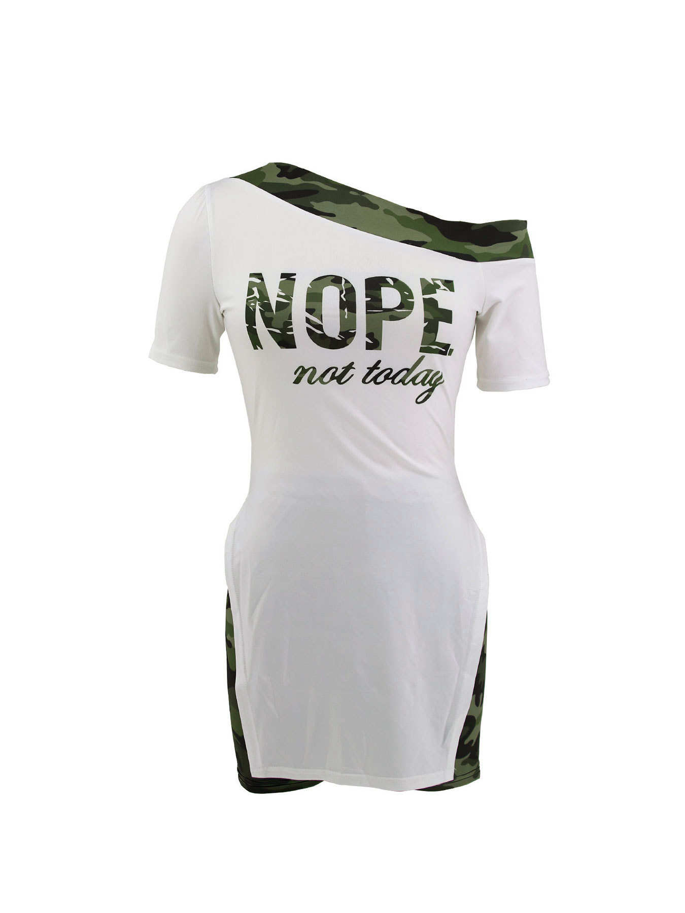 Women Camouflage Off Shoulder T-Shirt Shorts Two Piece Set