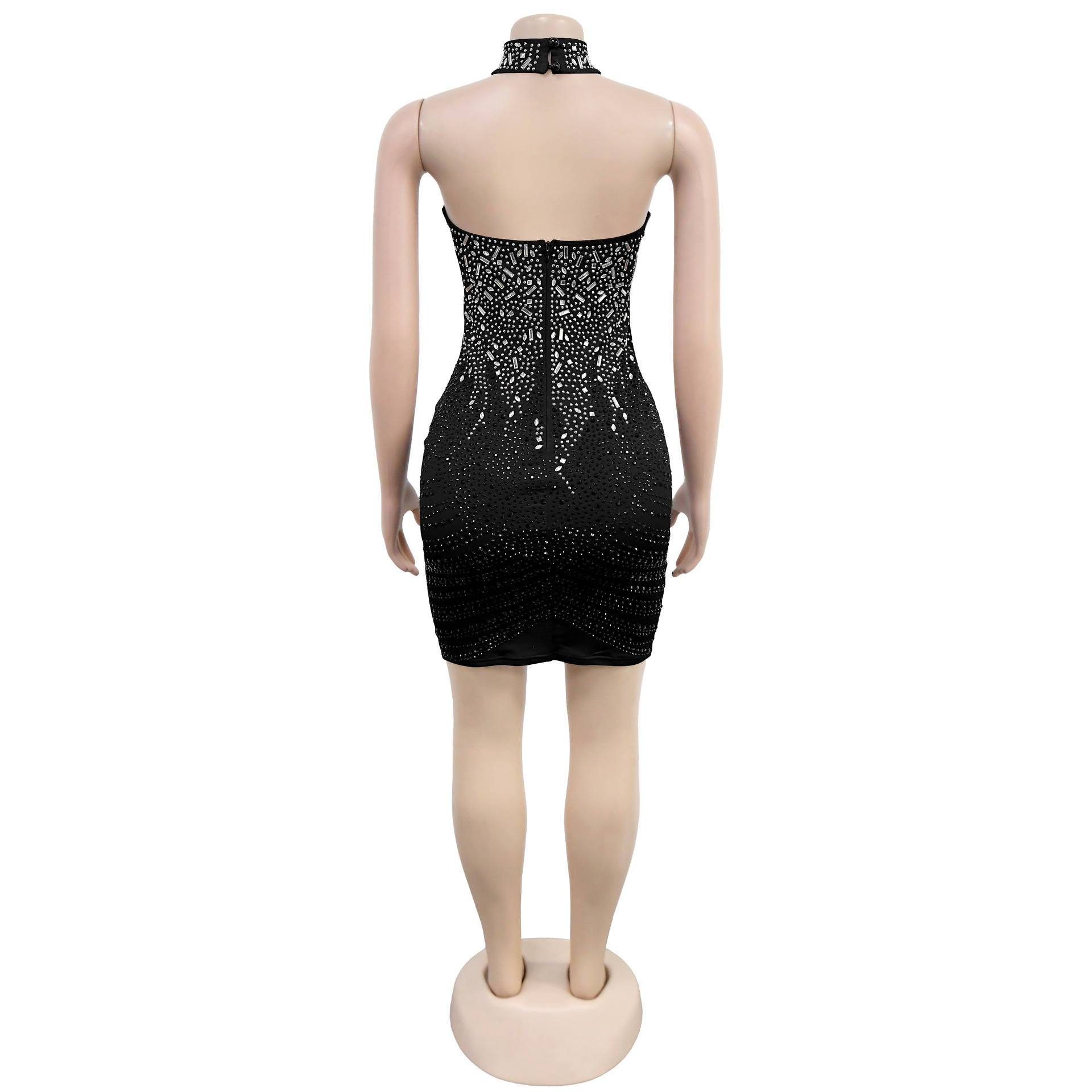 Women Beaded Sleeveless Backless Sexy Bodycon Dress