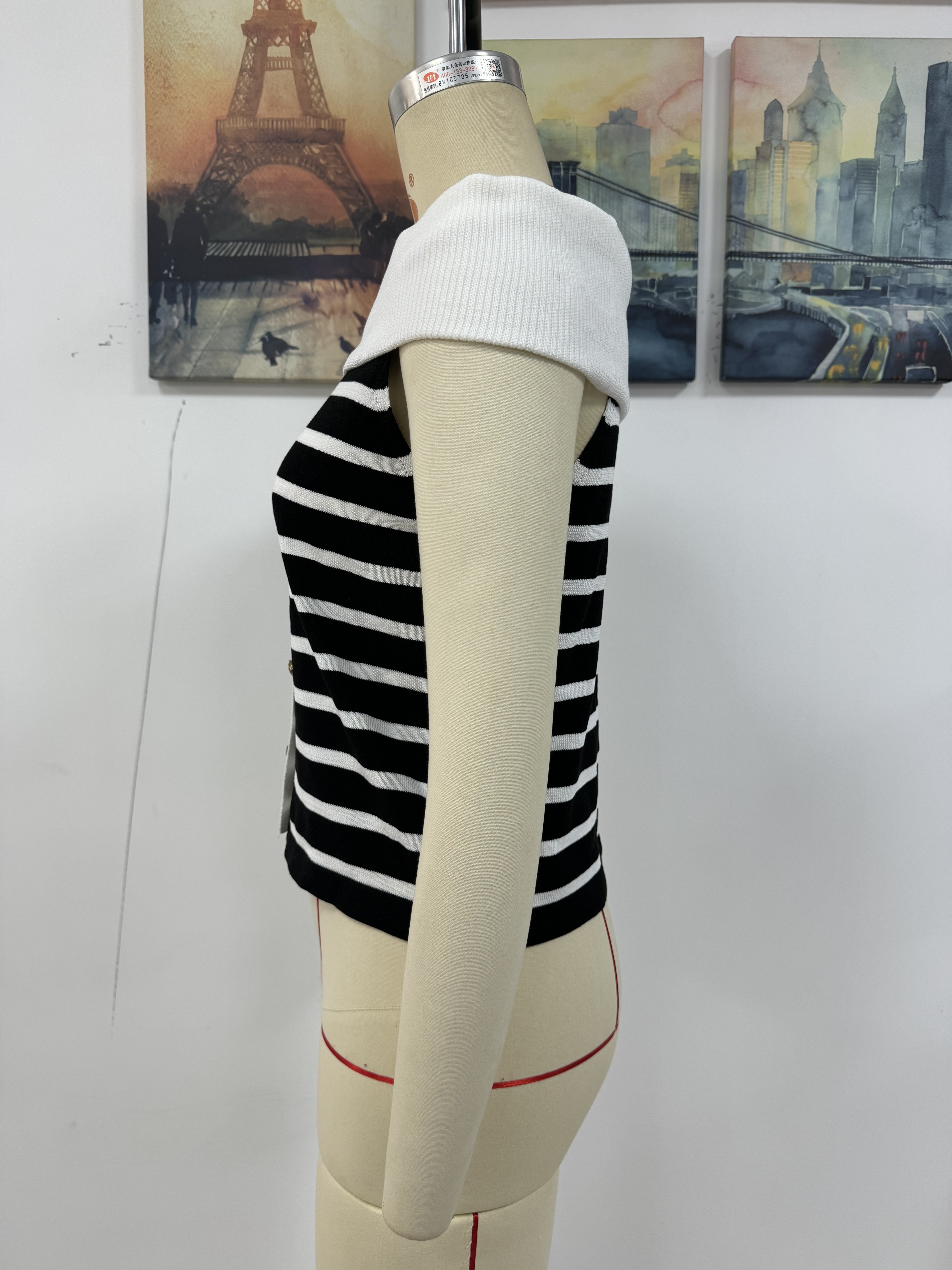 Spring/Summer Women's Fashion Long-Sleeve Striped Off-Shoulder Knit Top