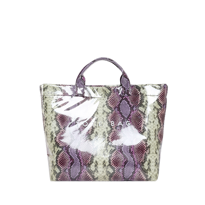 Women Trendy Tote Spring Handbag Snakeskin Shoulder Bag
