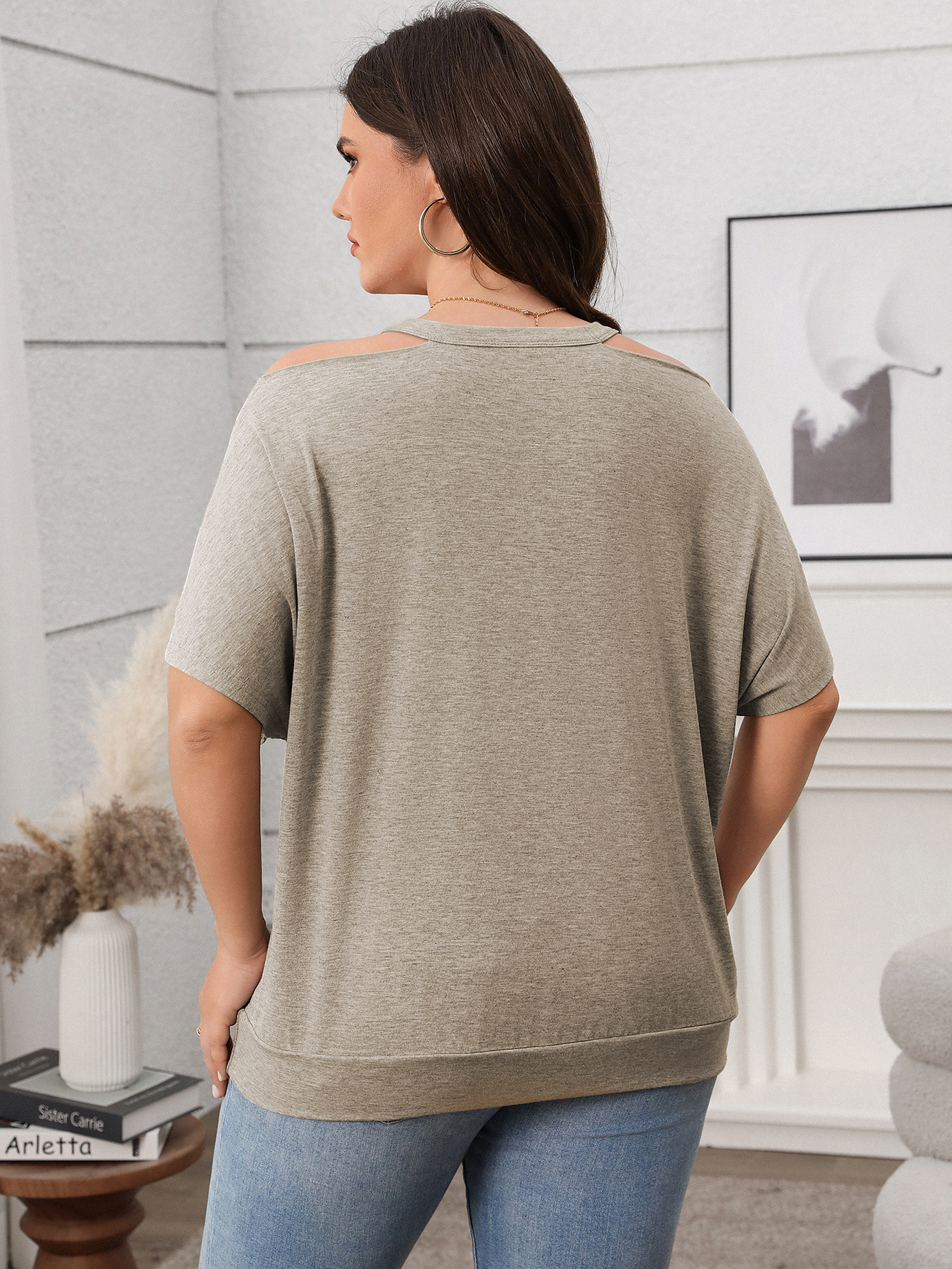 Spring Casual Plus Size Women's Short-Sleeve Off-Shoulder Top