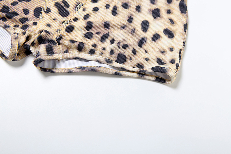 Women's Spring Leopard Print Slim Fitted Camisole and Casual Shorts Set
