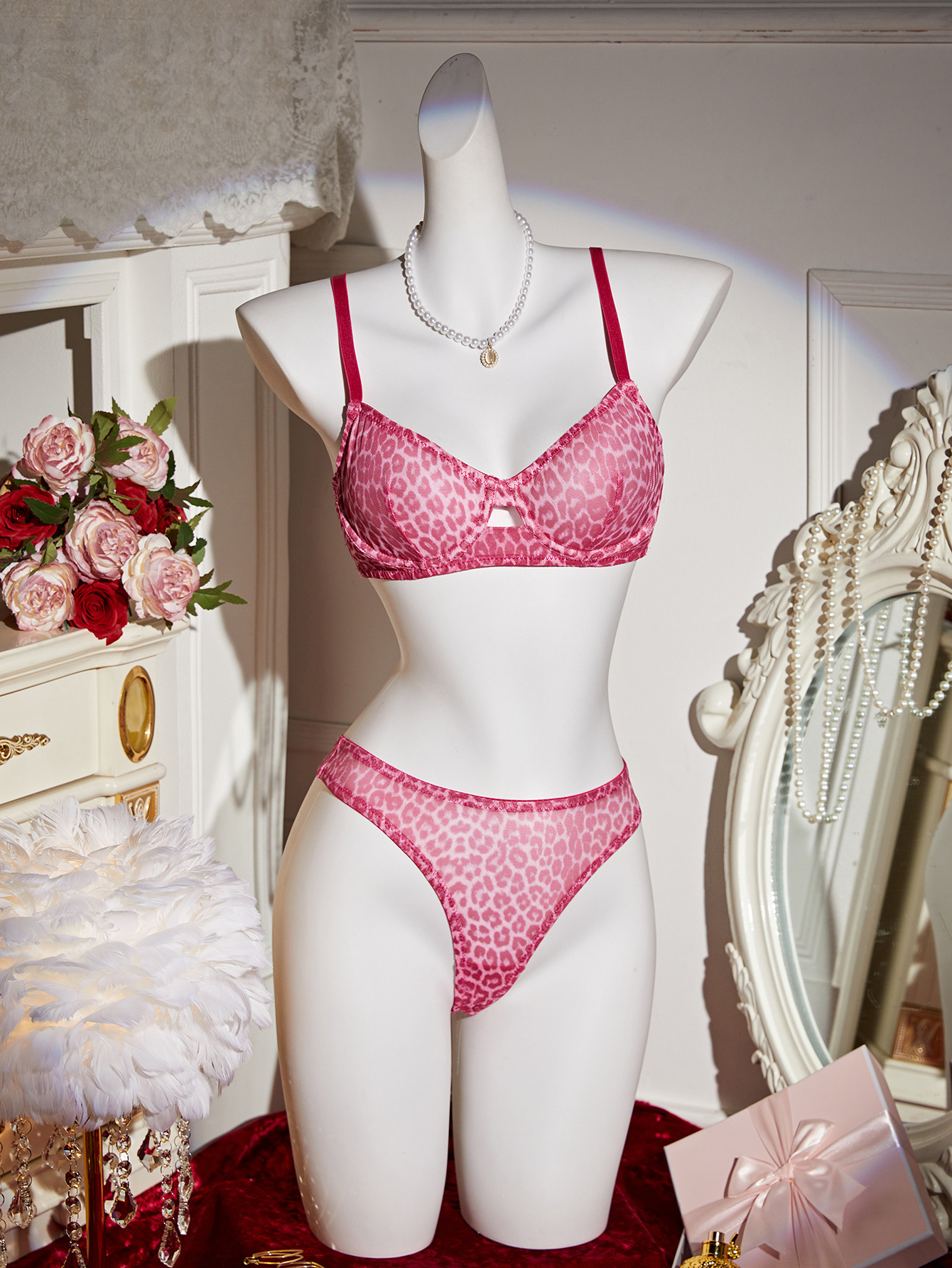 Sexy Lingerie Leopard Bra and Thong Two-Piece Set