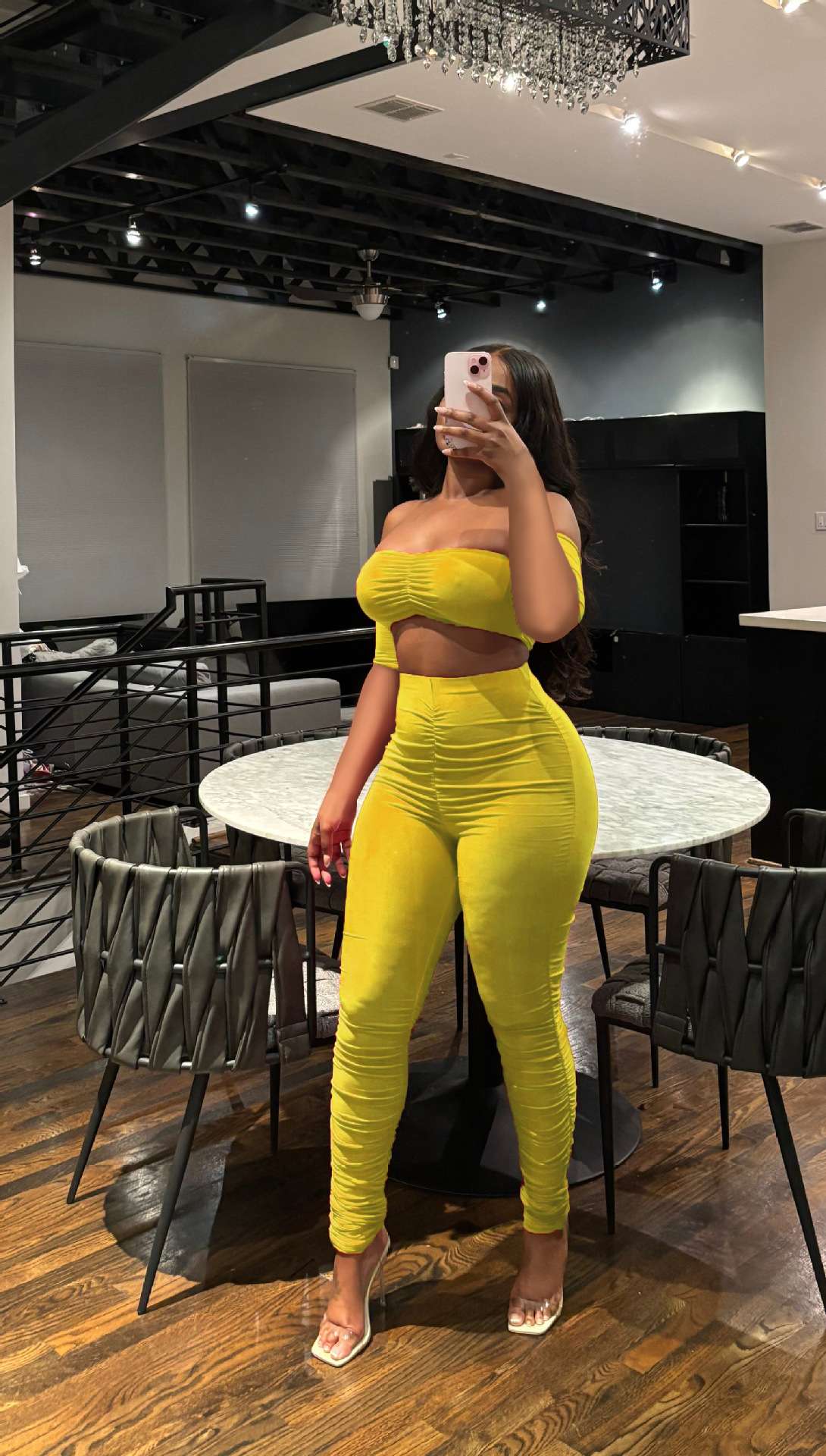 Women Sexy Backless Strapless Solid Top and Pants Two Piece Set