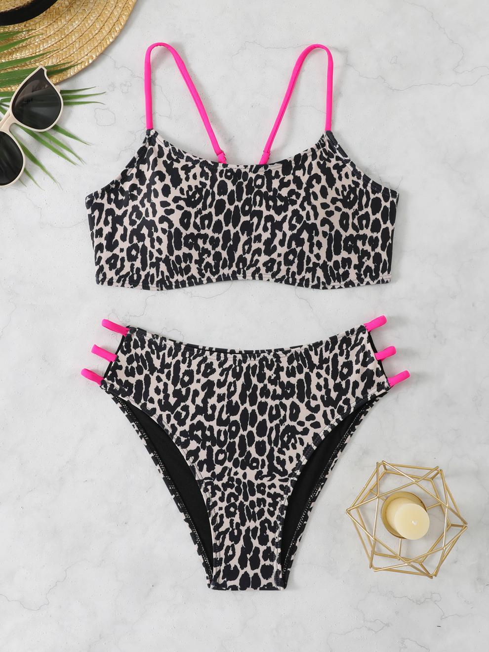 Sexy Leopard Print Two-Piece Bikini Swimsuit for Women