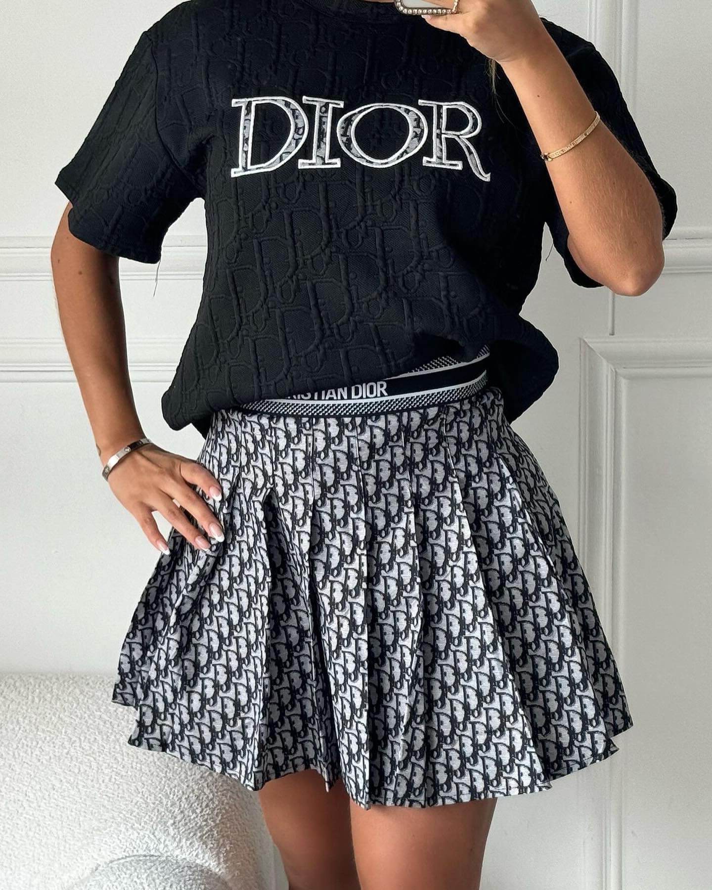 Women Print Short Sleeve  Top and Skirt Two Piece Set