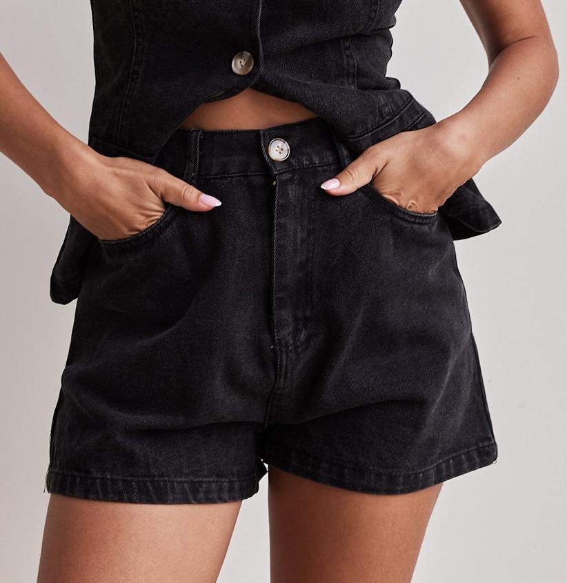 Spring/Summer Fashion Sleeveless Slim Waist Vest High-Waist Loose Denim Shorts Set