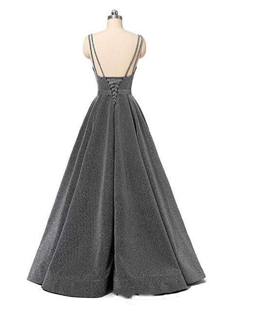 Women Formal Party V-Neck Sequined Strapless Party Bridesmaid Formal Party Evening Dress