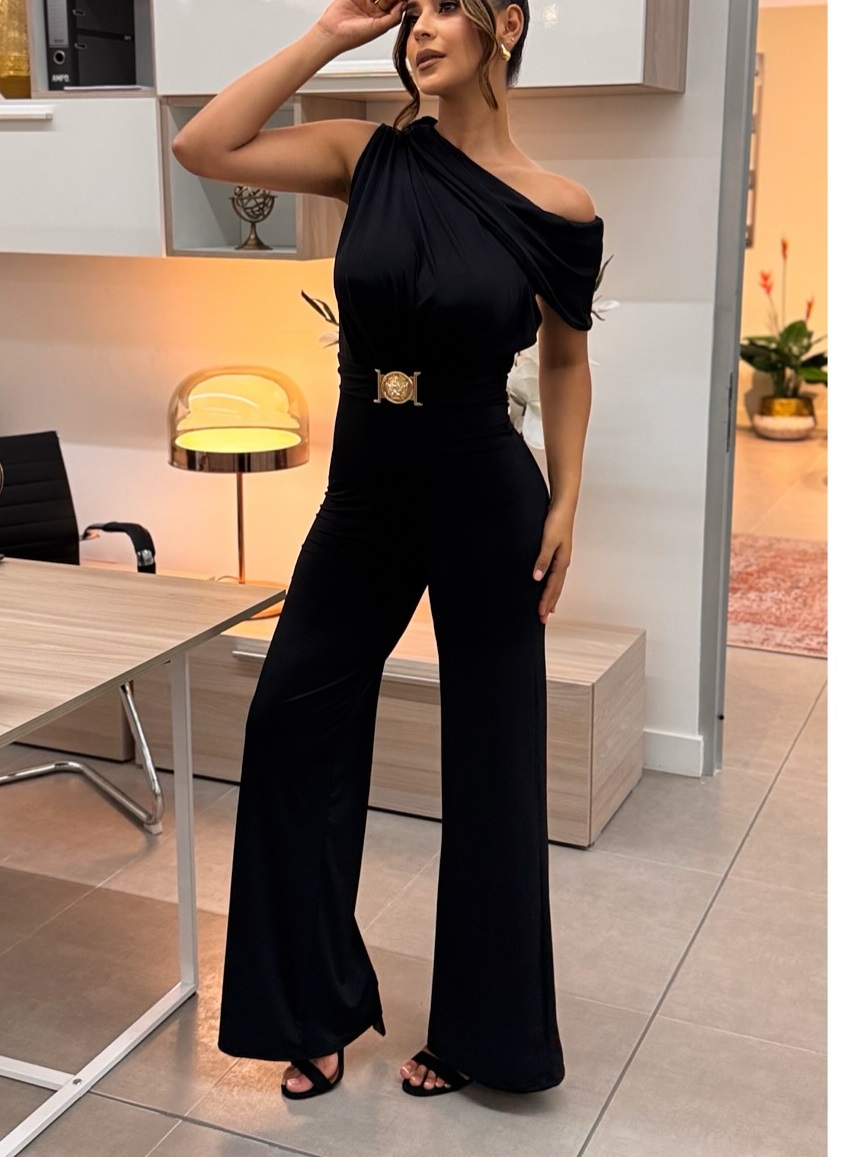 Women Sexy Off Shoulder Belt Jumpsuits