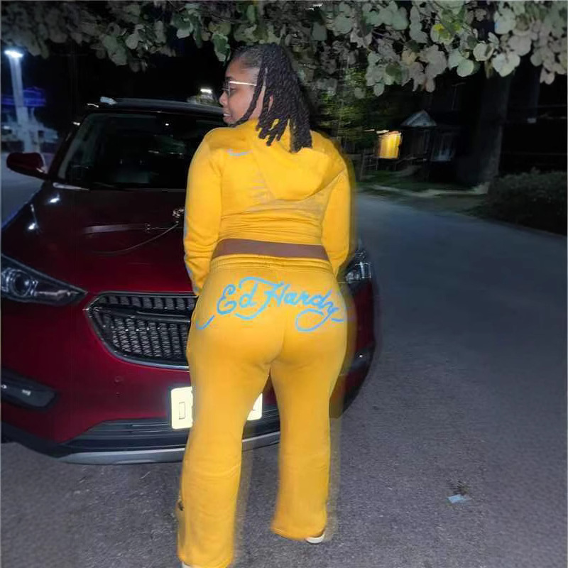 Women's Fashion Print Casual Two Piece Tracksuit Set